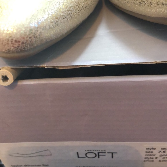 NWT LOFT TAYLOR SHIMMER GOLD POINTED TOE FLATS. - Picture 7 of 7